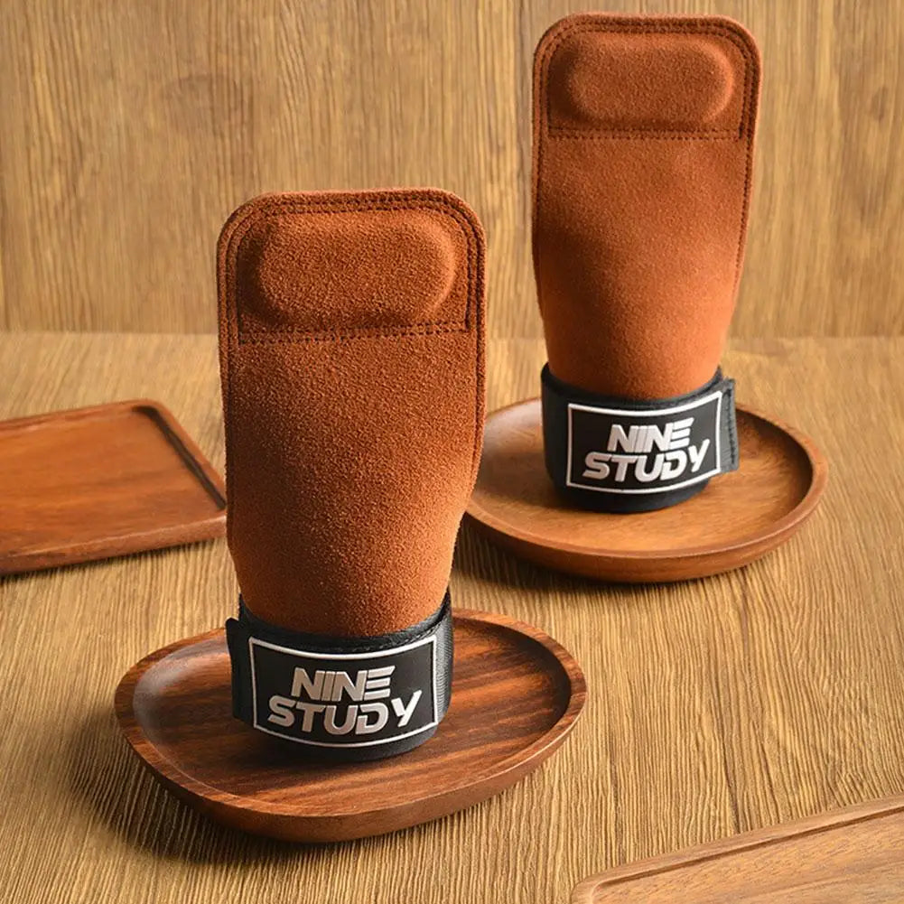 Gym Gloves Three Fingers Cowhide Weightlifting Workout Hand Palm Protector Gymnastics Hand Grips Pull up, Kettlebells, Training