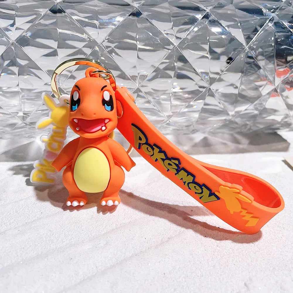 Original Pikachu figurine fashionable cartoon keychain Pokémon anime decorative model toy car decoration children's