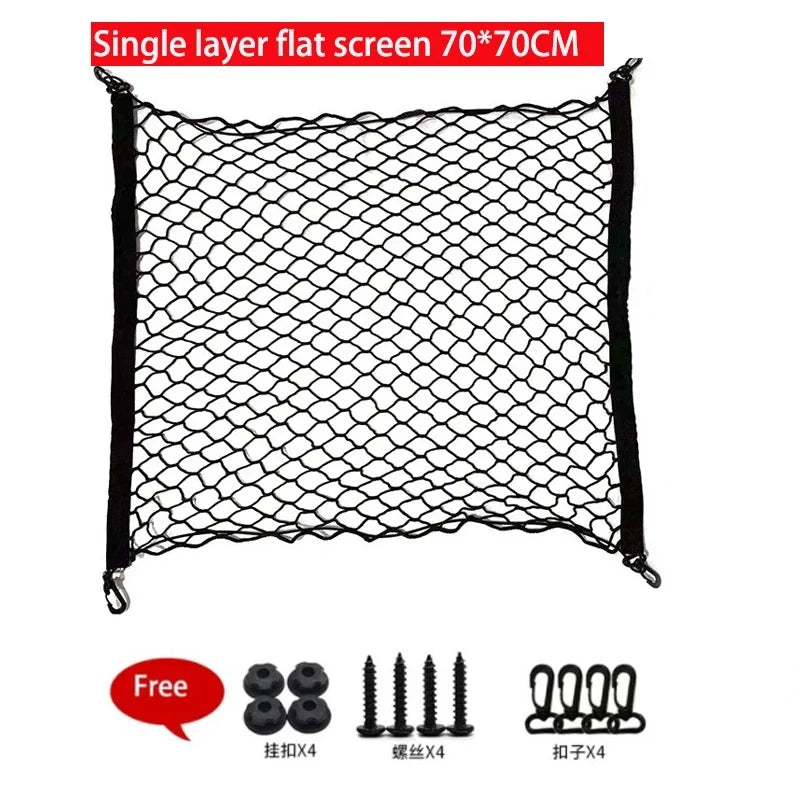 Universal Large Car Cargo Net Nylon Elastic Mesh Luggage Cargo Storage Pickup Tidy Net for Van SUV Truck Mesh Network Pocket
