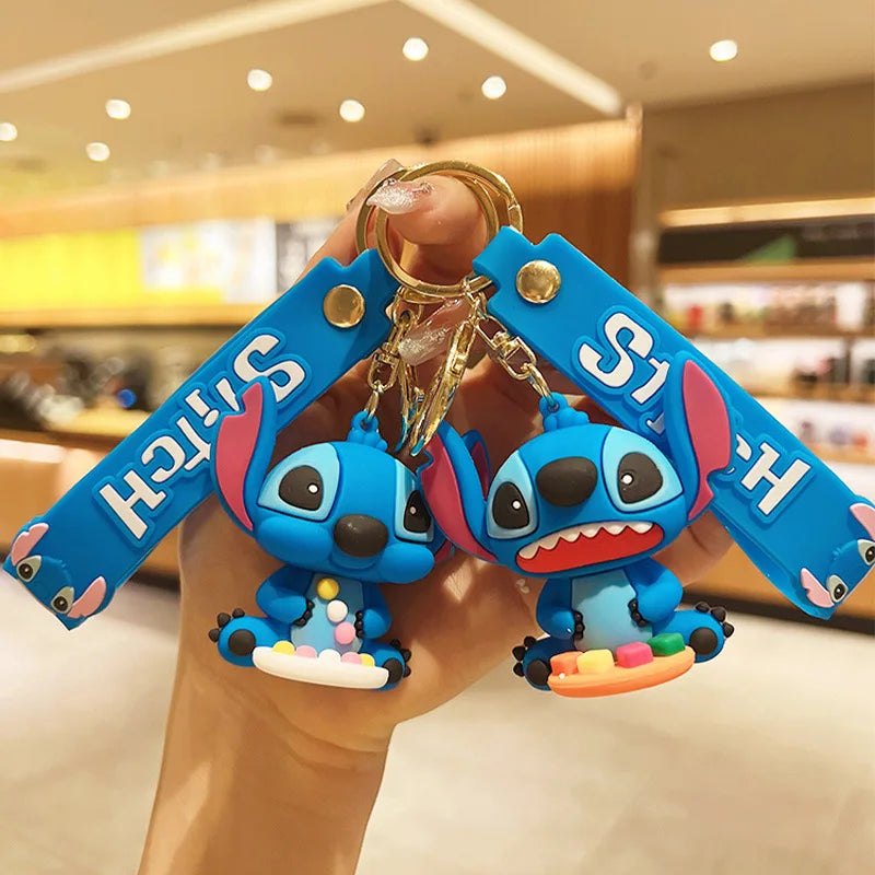 Wholesale Anime Disney Keychain New Mickey Mouse Minnie Lilo & Stitch Doll Keyring Ornament Key Chain Car Pendant Kid Toys Gifts