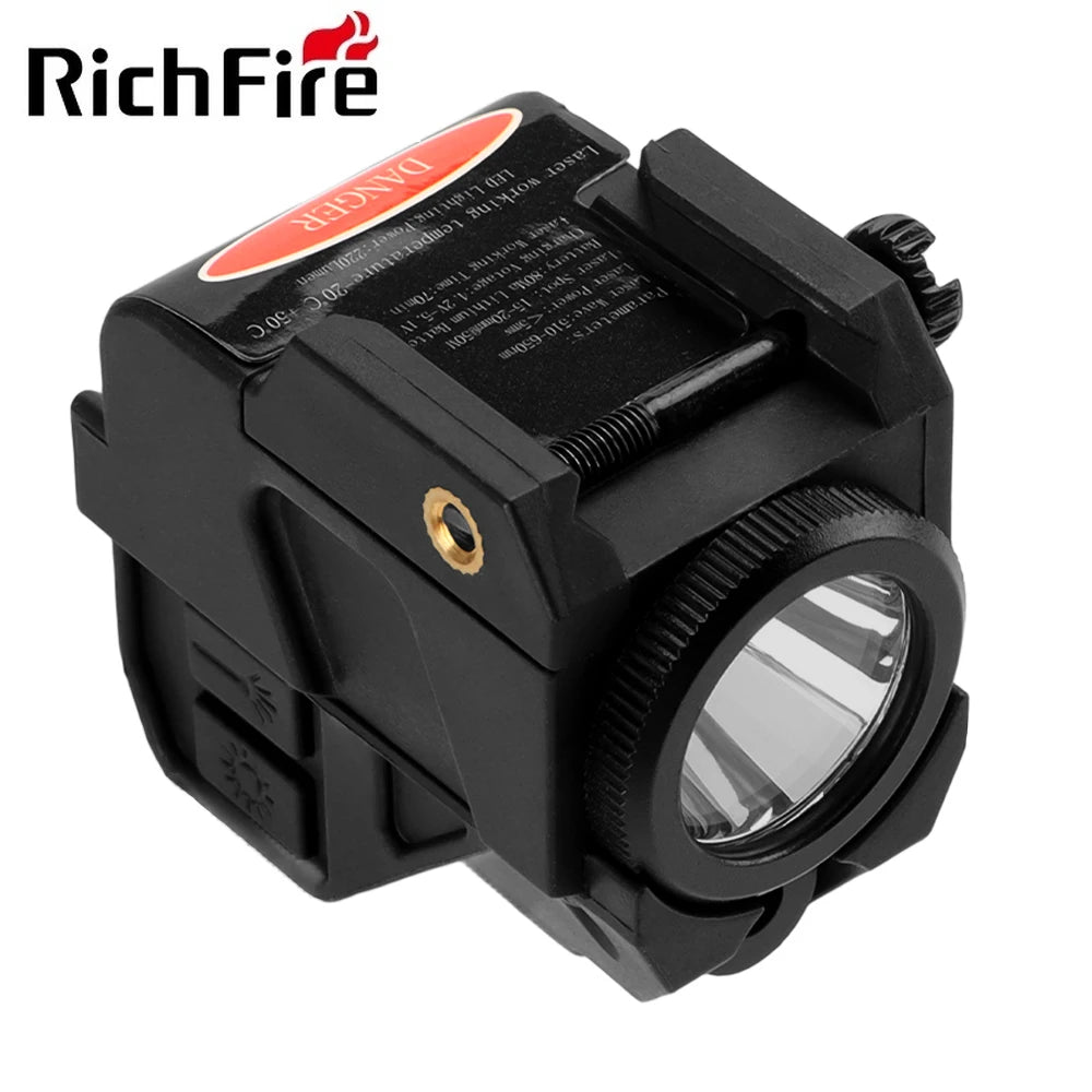 Richfire Police Flashlight 600LM and Laser Combo Sight Pistol Magnetic Charging Torch with Built in Lithium Battery