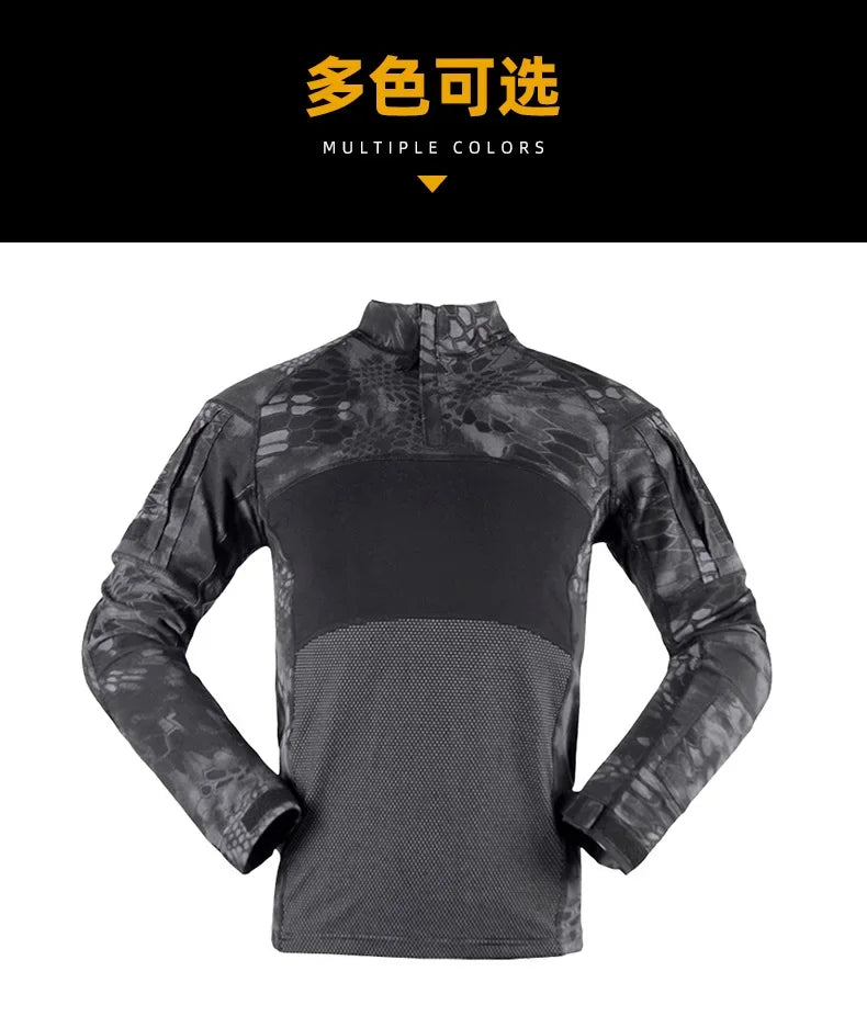 Military Tactical Shirt Men Camouflage Paintball Long Sleeve T Shirt Multicam Cotton Combat Shirts Camo Army T-Shirt