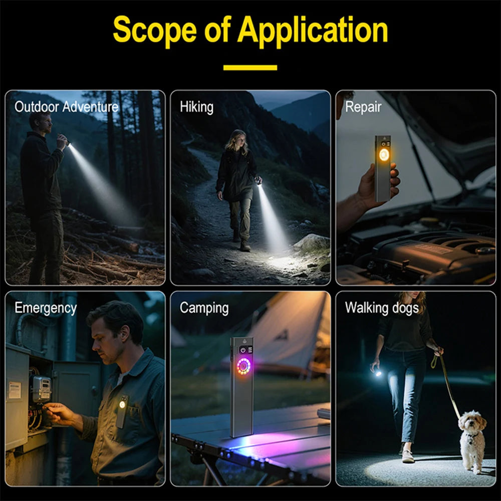 Powerful LED Flashlight Portable Super Bright Torch Multilight lllumination Type-C Charging Long Range Lantern Multi-purpose