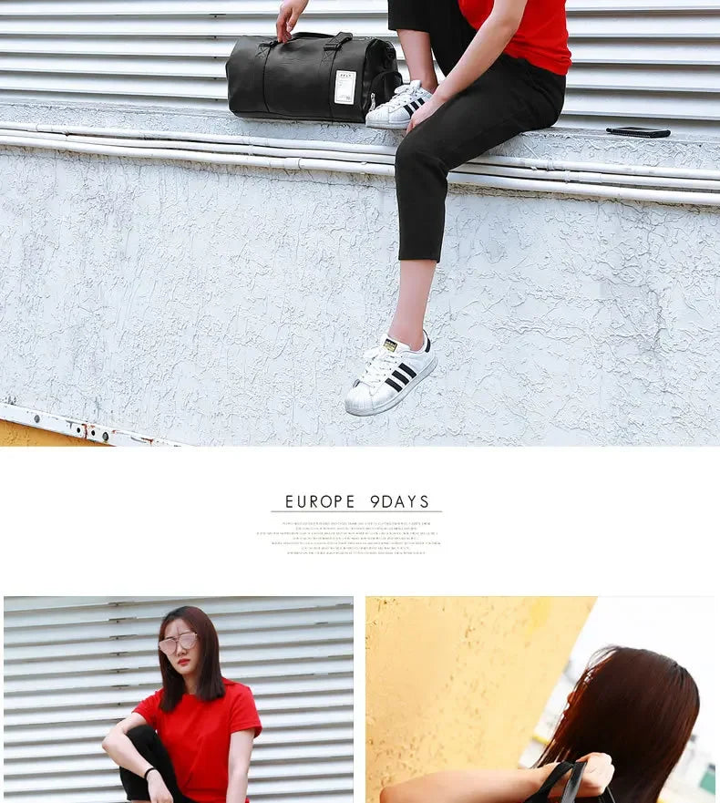 Gym Bag Leather Sports Bags Dry Wet Bags For Men Women Training for Shoes Fitness Yoga Travel Luggage Shoulder Sport Bag