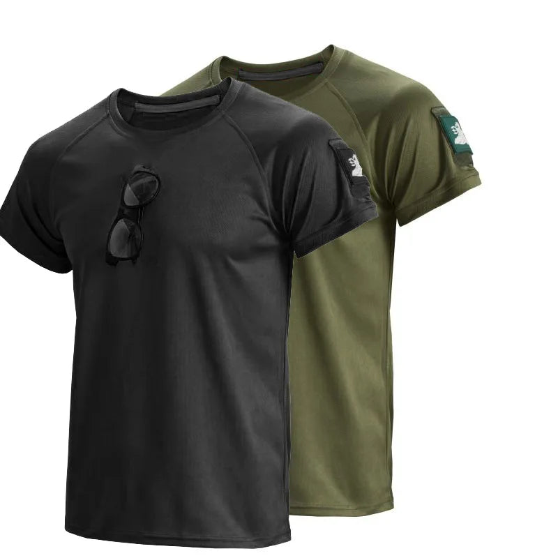 Tactical T-shirt Sport Short Sleeve Men's Summer Quick Dry Short Sleeve Elastic Breathable Workwear Outdoor Running T-Shirt