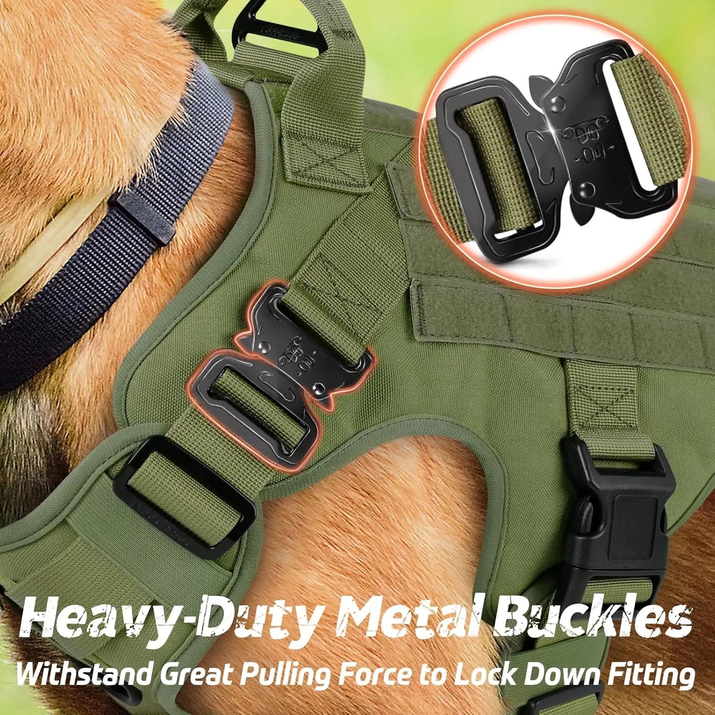 Tactical Dog Harness for Large, Heavy Duty Pet with Handle, Service Vest, Adjustable Military Dog Vest for Training Walking