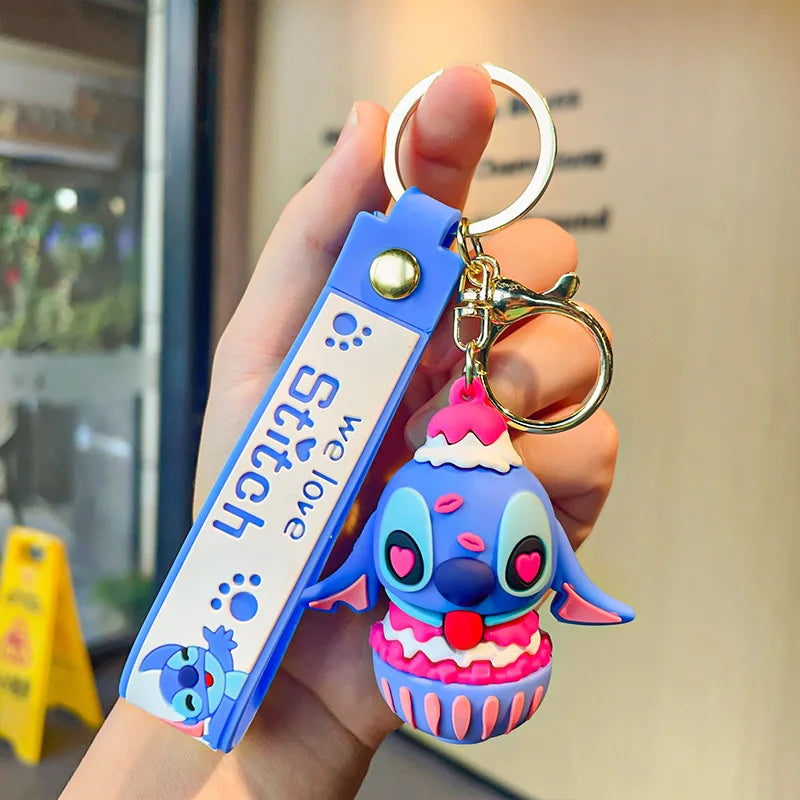 New Cartoon Anime Disney Keychain Mickey Mouse Minnie Lilo & Stitch Doll Keyring Ornament Key Chain Car Pendant Kids Toys Gift