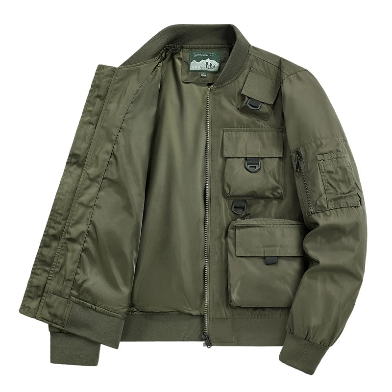 Tactical Jacket Men Autumn and Winter Casual Versatile Trend Outdoor Safari Style Cargo Coat Windproof Campus Clothing