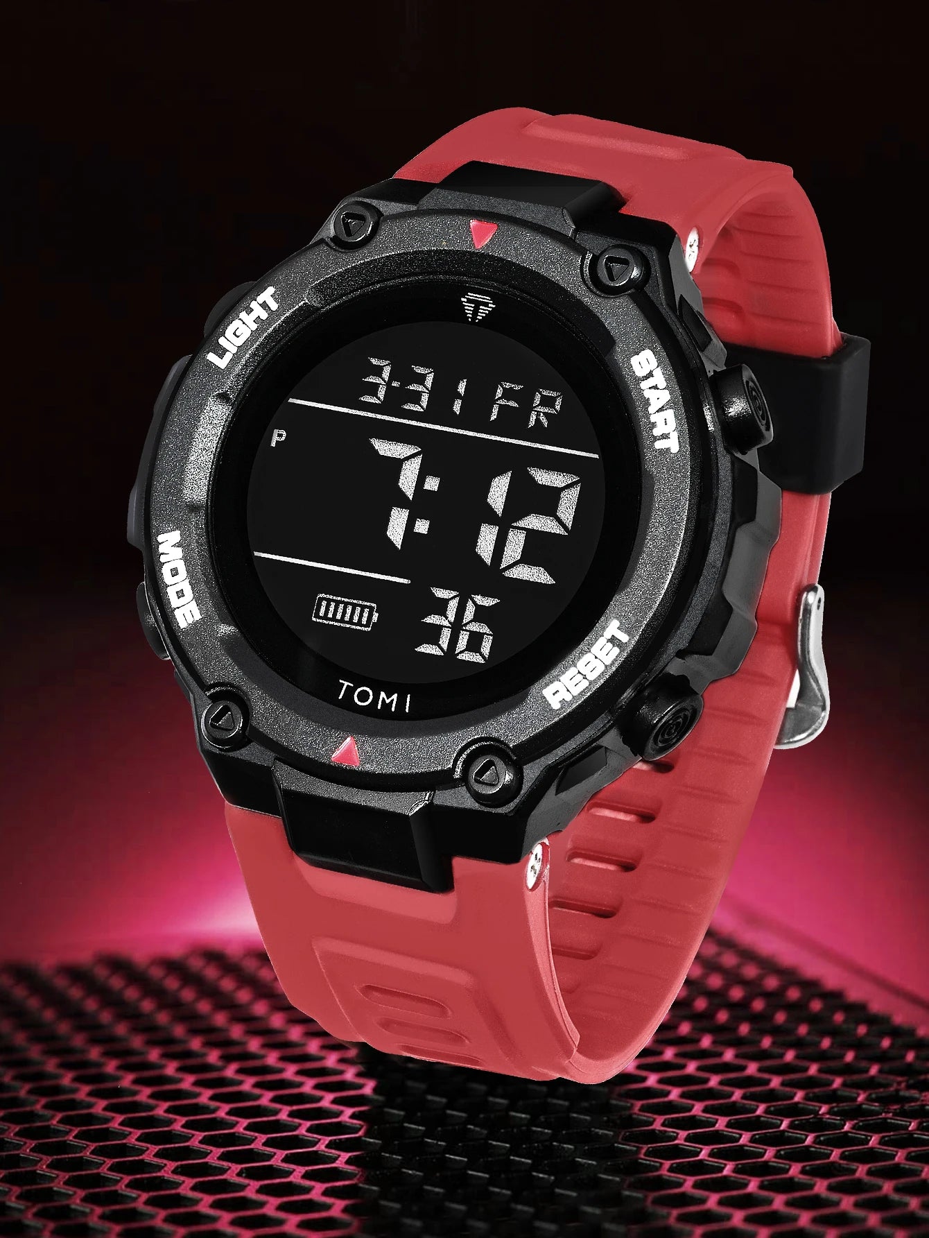 TOMI Tactical Digital Watch Military Green Black 4-Button Sport Modes Shockproof Waterproof Outdoor Hiking