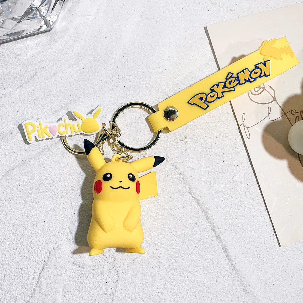 Original Pikachu figurine fashionable cartoon keychain Pokémon anime decorative model toy car decoration children's