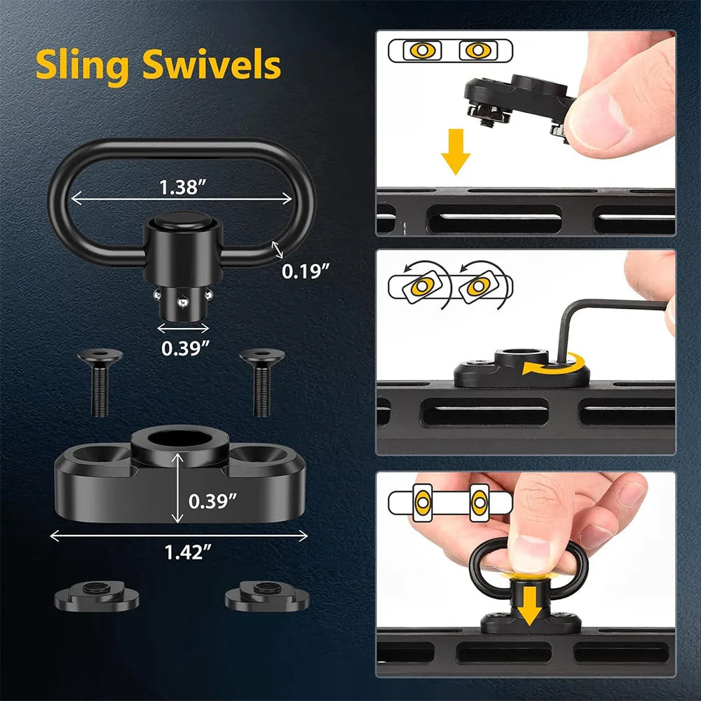 Gun Sling Two Points Rifle Sling with Length Adjuster Multi-Mission Sling Strap Outdoor AR AK Rifle Universal Gun QD sling