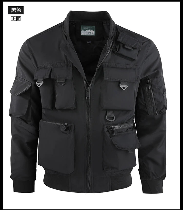 Tactical Jacket Men Autumn and Winter Casual Versatile Trend Outdoor Safari Style Cargo Coat Windproof Campus Clothing