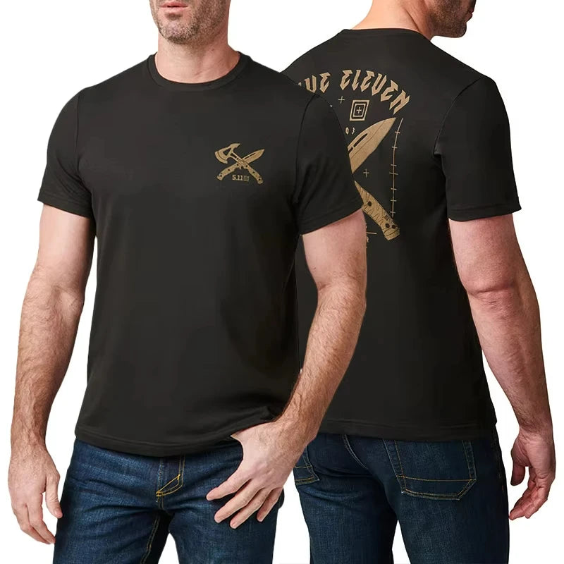 USA 5.11 Outdoor Short Sleeved Men Breathable Sweating Training Sport Printed Quick Drying T-Shirt Fighting Boxing Shirt