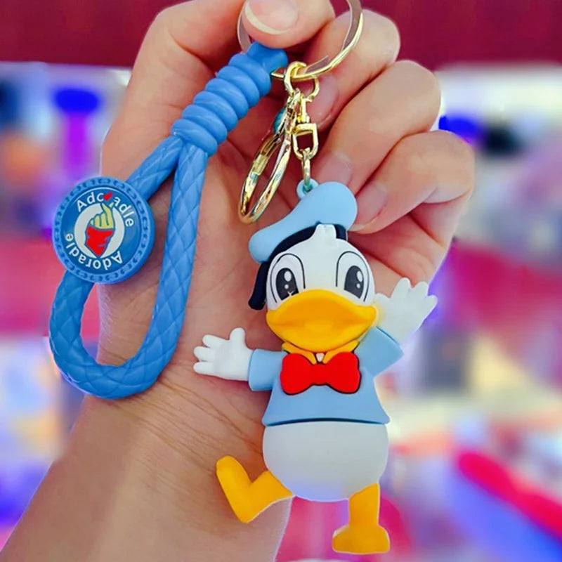 New Cartoon Anime Disney Keychain Mickey Mouse Minnie Lilo & Stitch Doll Keyring Ornament Key Chain Car Pendant Kids Toys Gift