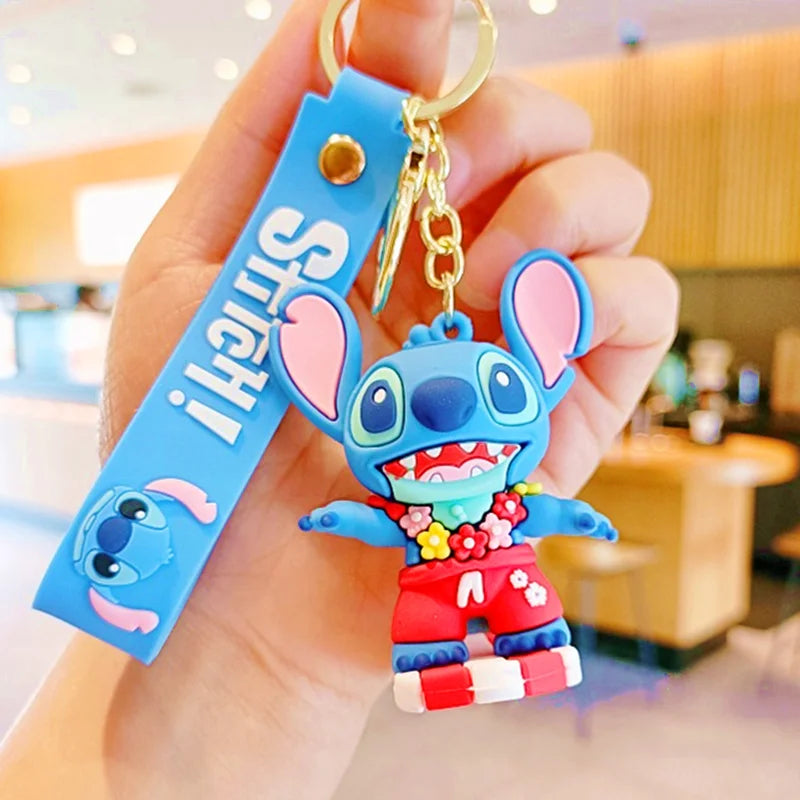 Wholesale Disney Anime Lilo & Stitch Pendant Keychains Holder Car Key Chain Key Ring Mobile Phone Bag Hanging Jewelry Gifts