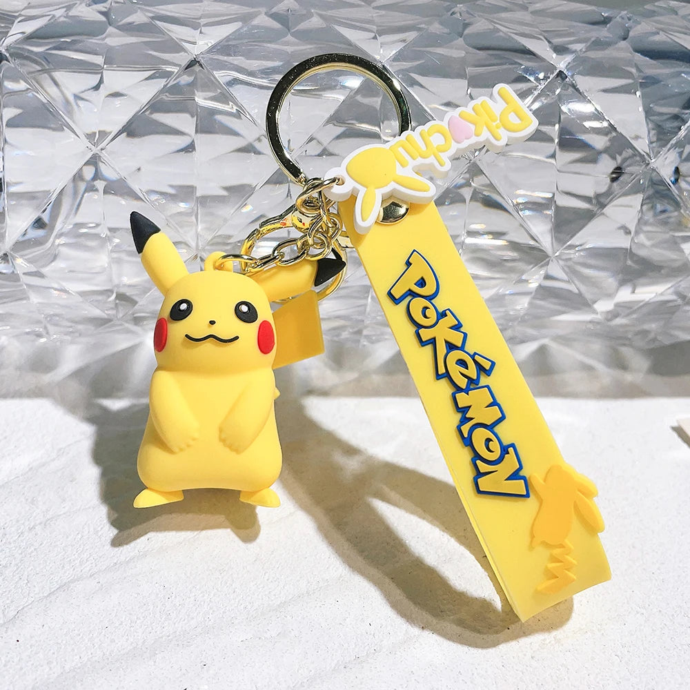 Original Pikachu figurine fashionable cartoon keychain Pokémon anime decorative model toy car decoration children's