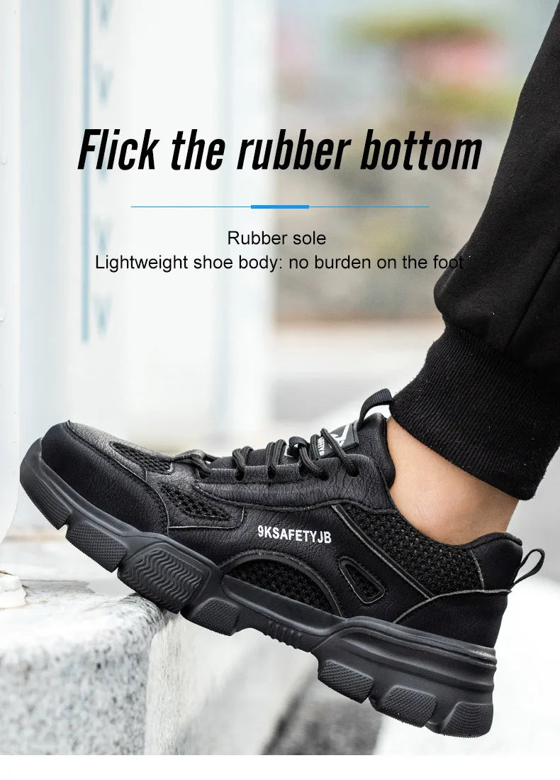Safety Shoes Men for Work Sneaker Anti-smash Non Slip Work Shoes Steel Toe Protection Shoes Lightweight Breathable Work Boots