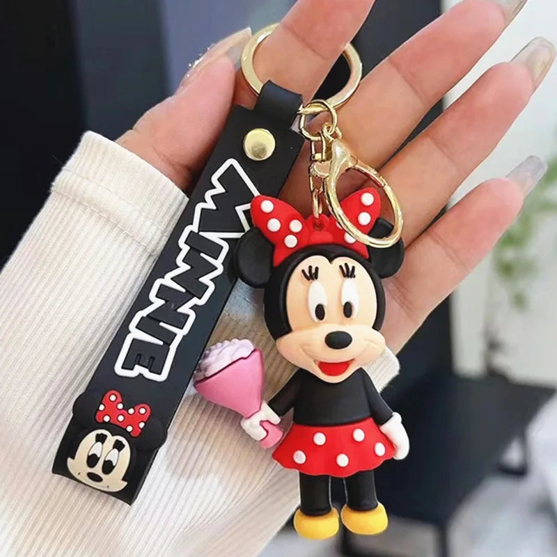 Wholesale Anime Disney Keychain New Mickey Mouse Minnie Lilo & Stitch Doll Keyring Ornament Key Chain Car Pendant Kid Toys Gifts