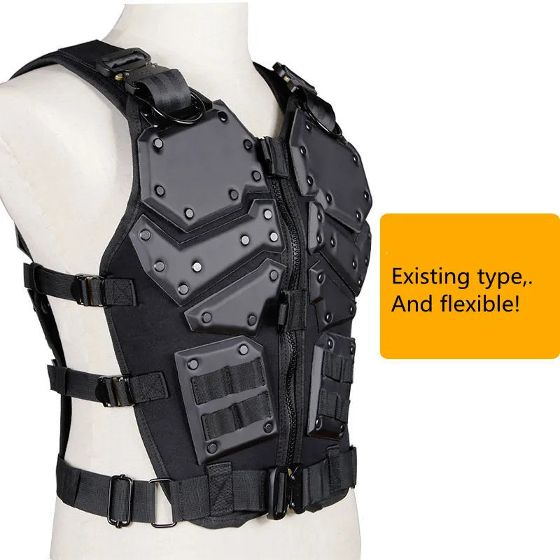 Tactical Gold Steel Vest Military Combat Vest Men's Tactical Hunting Vest Army Adjustable Armor Outdoor CS Training Vest Airsoft