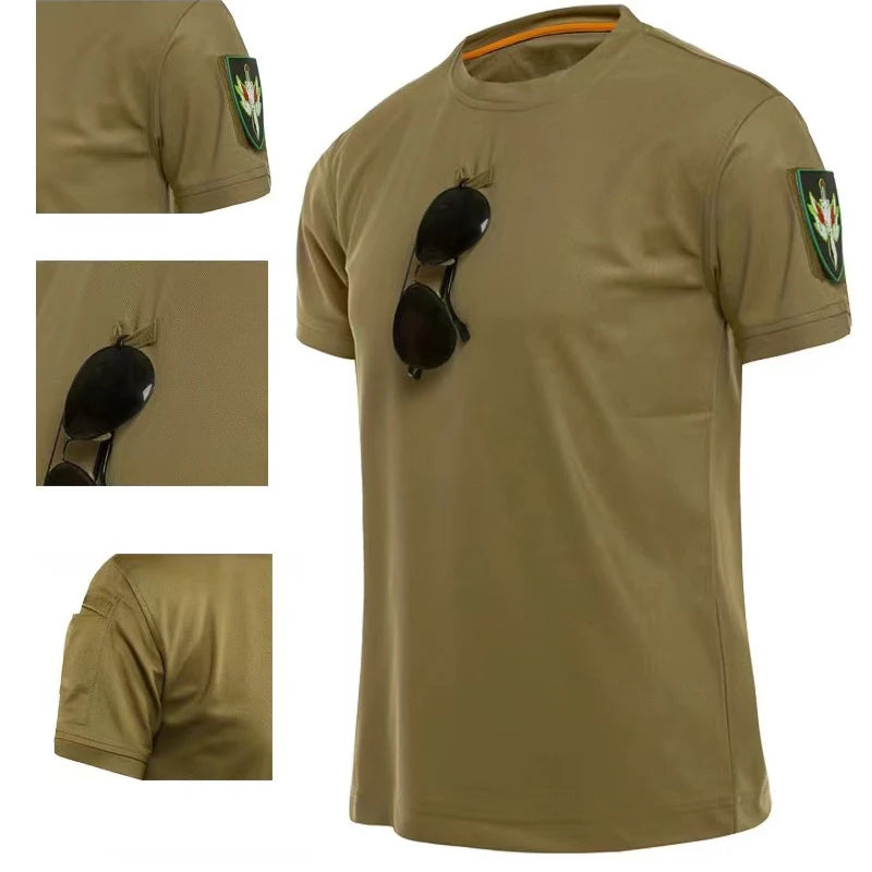 Tactical Cargo Quick Dry Combat T-Shirt Men's Military Army Pullover Outdoor Hunting Camping Climbing Trekking Hiking Shirts