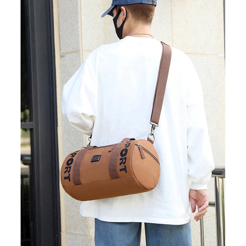 Gym Bag for Man Canvas Sports Fitness Tote Travel Luggage Handbag Outdoor Shoulder Duffle Training Tactical Bag Male Rucksack