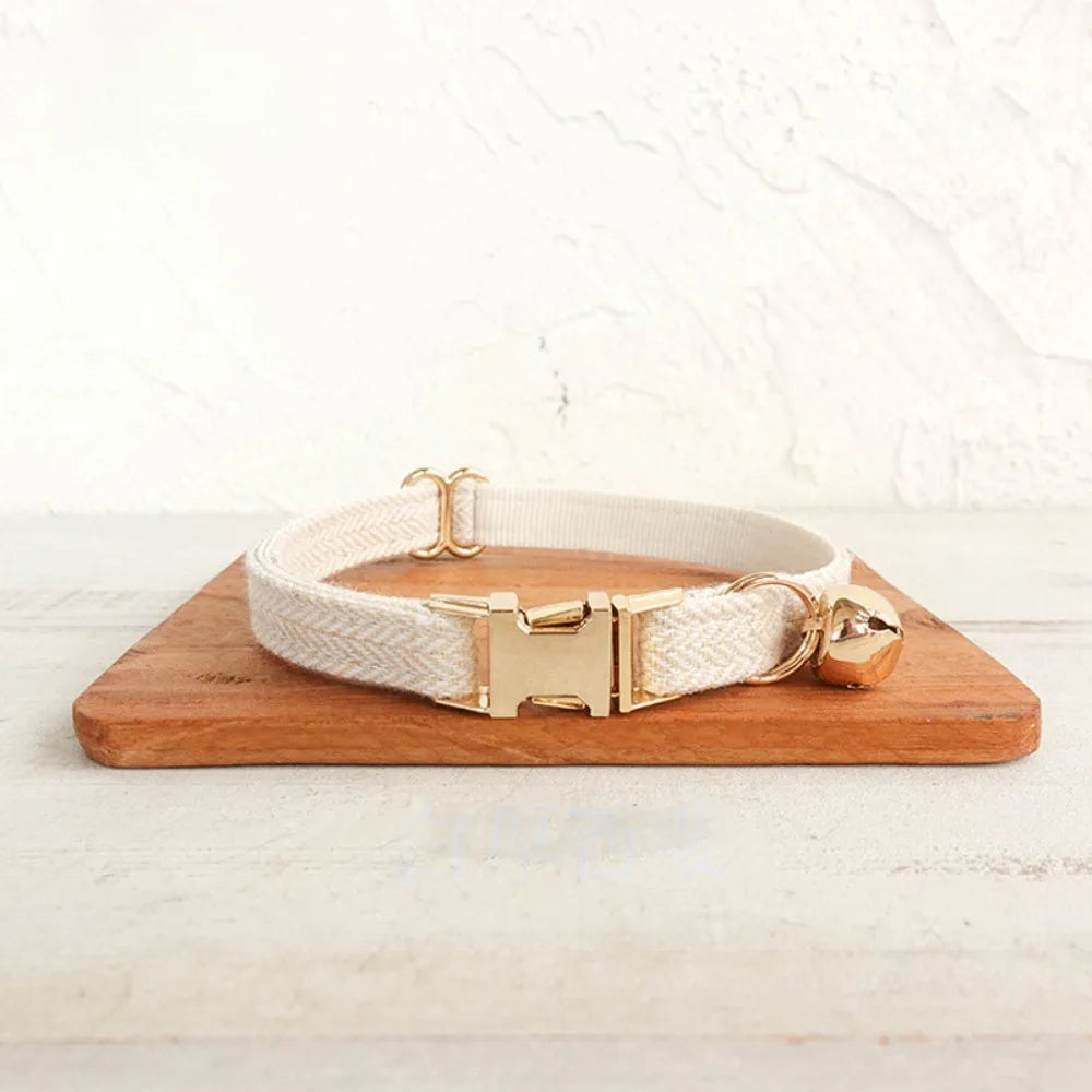 Practical Adjustable Cat Collar with Bell Solid Color Metal Buckle Pet Dog Collar Personalized Cat Necklace Pet Show