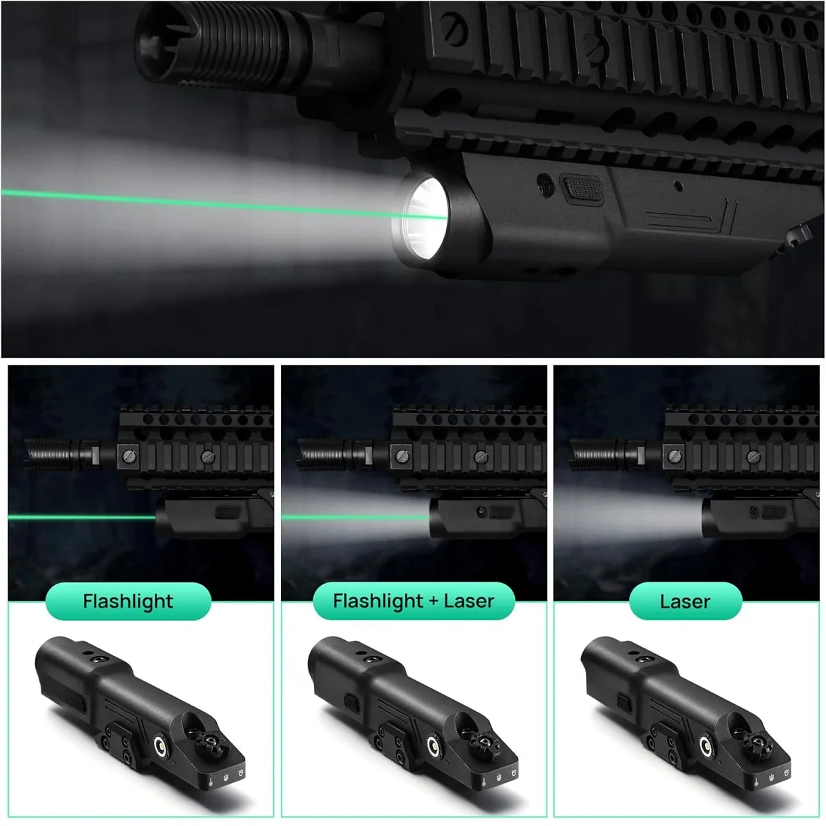 New Richfire 2 in 1 Combo Tactical Rechargeable Flashlight 2000 Lumen,Picatinny Rail MLOK Mounted Rifle AR15 Light for Hunting
