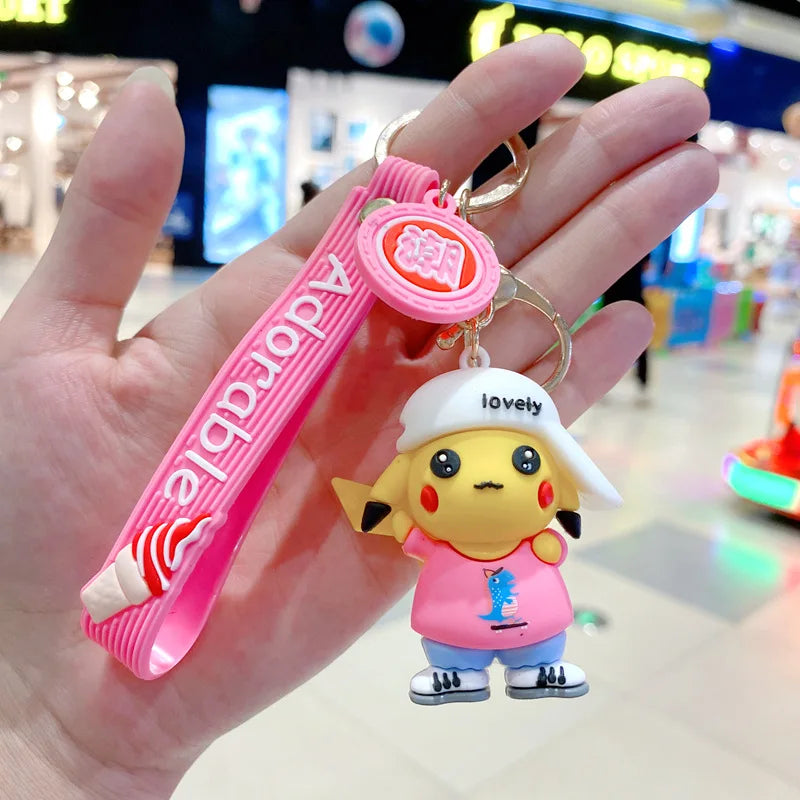 New Pokemon Pikachu Keychain Anime Cartoon Key Chain Charmander Psyduck Fashion Bag Keyring Pendant Accessories Toys Kids Gifts