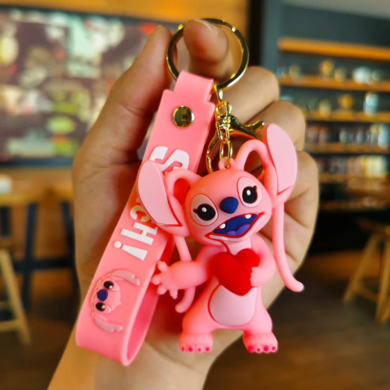 New Cartoon Anime Disney Keychain Mickey Mouse Minnie Lilo & Stitch Keyring Key Chain Car Pendant Kids Toys Gift Wholesale