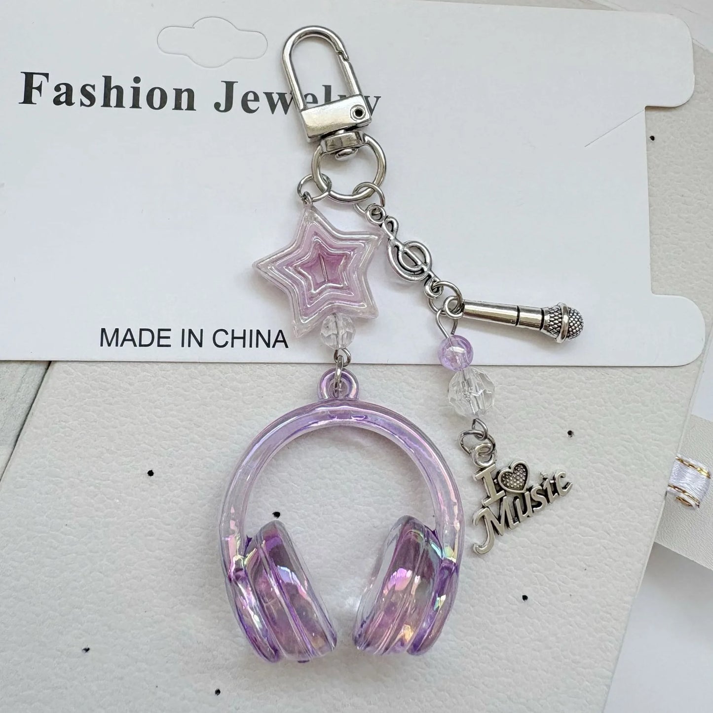 Cute Creative 3D Earphones Pendant Keychain Mobile Phone Chain Earphone Charm Backpack Hanging Decoration Accessories Gifts