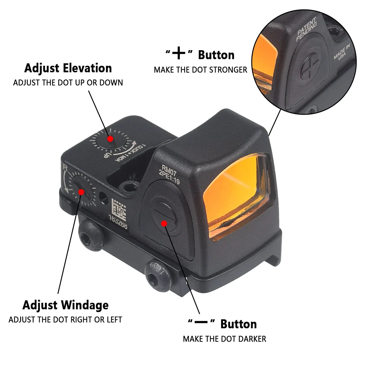 Red Dot Sight Scope RM-CC Mini Red Dot Tactical Optics Riflescope Fit 20mm Rail RMT Rifle Sight Hunting Metal-RM-HD Laser Gk