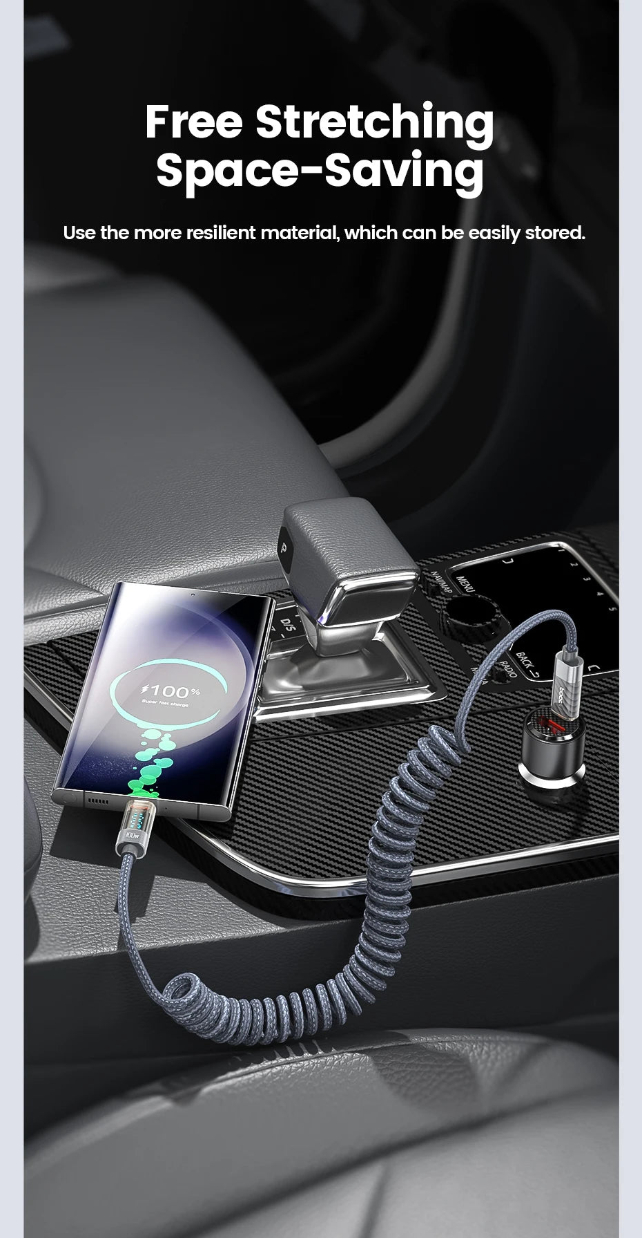 Toocki Type C to Type C Cable 100W Display Fast Charging Charger USB C to USB C Transparent PD Cable For IPhone15 Xiaomi Macbook