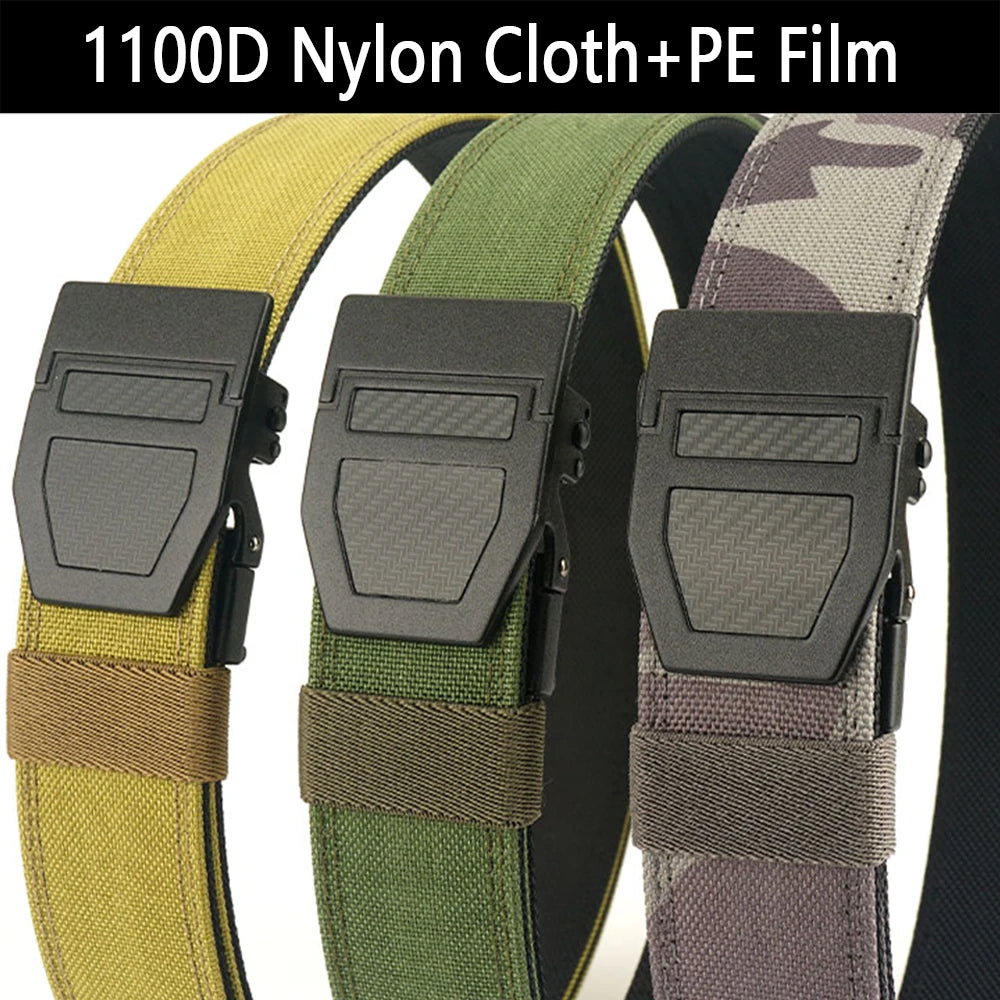 TUSHI Tactical Military Belt for Men Sturdy Nylon Metal Automatic Buckle Police Duty Gun Belt Outdoor Girdle IPSC Accessories