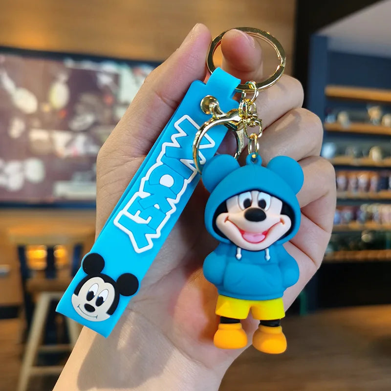 New Cartoon Anime Disney Keychain Mickey Mouse Minnie Lilo & Stitch Doll Keyring Ornament Key Chain Car Pendant Kids Toys Gift