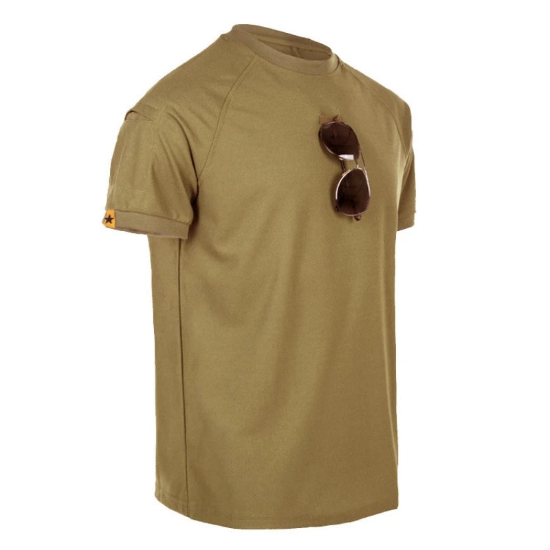 Tactical T-Shirts Men Sport Breathable Outdoor Military Tee Quick Dry Short Sleeve Shirt Hiking Hunting Army Combat Men Clothing