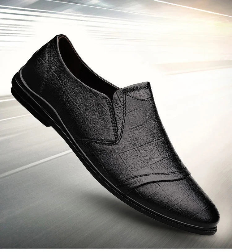 Social Shoe Male Spring Autumn Brown Men's Formal Shoes Round Toe Black Official Leather Casual Cowhide Footwear Clothing Office