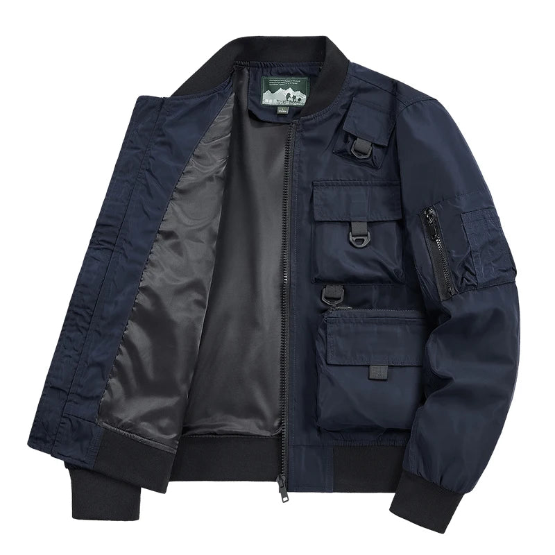 Tactical Jacket Men Autumn and Winter Casual Versatile Trend Outdoor Safari Style Cargo Coat Windproof Campus Clothing