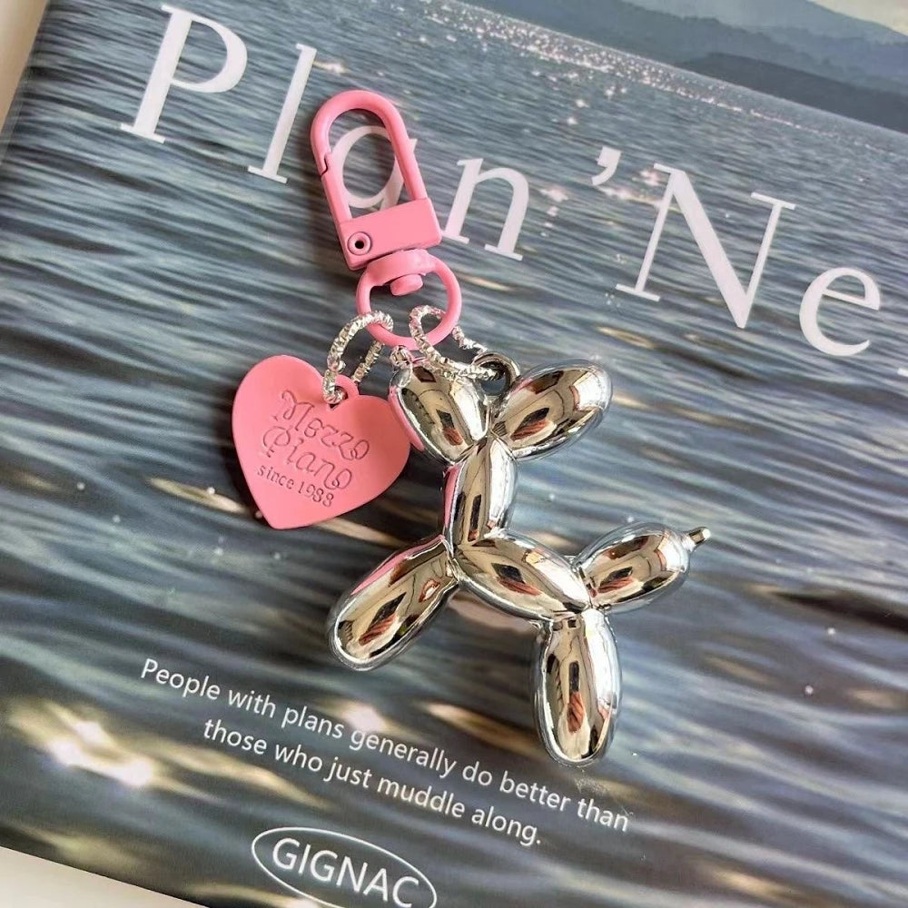 Cute Acrylic Cartoon Balloon Dog Keychains for Women Y2k Bag Pendant Couple Car Key Chains Jewelry Gift Decoration Accessories