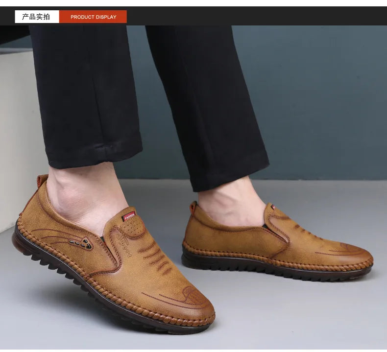 Handmade Leather Shoes Men Casual Sneakers Comfort Design Man Shoe Business Leather Loafers Men Shoes Moccasins Tooling Shoe