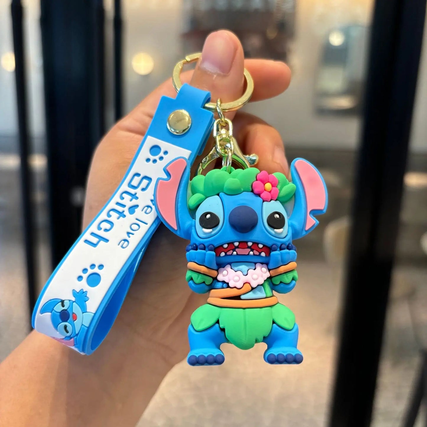 Wholesale Anime Disney Keychain New Mickey Mouse Minnie Lilo & Stitch Doll Keyring Ornament Key Chain Car Pendant Kid Toys Gifts