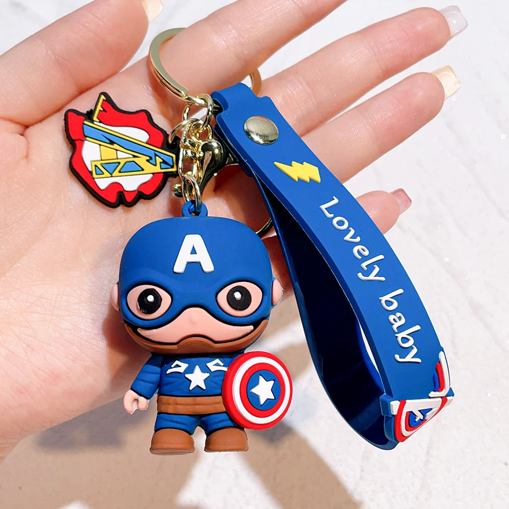 Q Version of The Marvel Series Keychain Cartoon Creative Spider-Man Doll Key Ring Schoolbag Car Key Chain Pendant Student Gifts