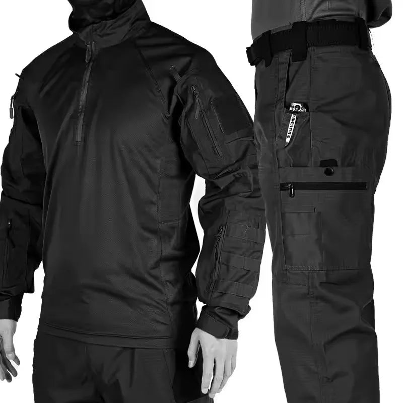Tactical Suit Set Men Hunting Training Shirt Pants 2 Piece Sets Outdoor Uniform Camouflage Quick-dry Ripstop Clothing Hiking