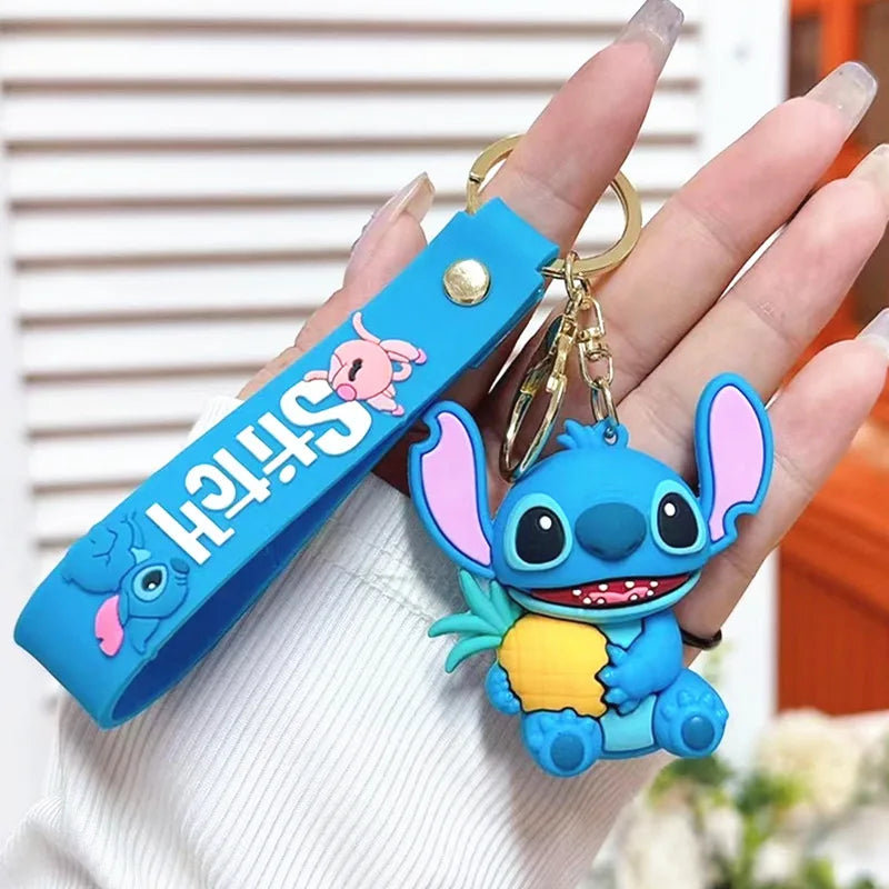 Wholesale Anime Disney Keychain New Mickey Mouse Minnie Lilo & Stitch Doll Keyring Ornament Key Chain Car Pendant Kid Toys Gifts