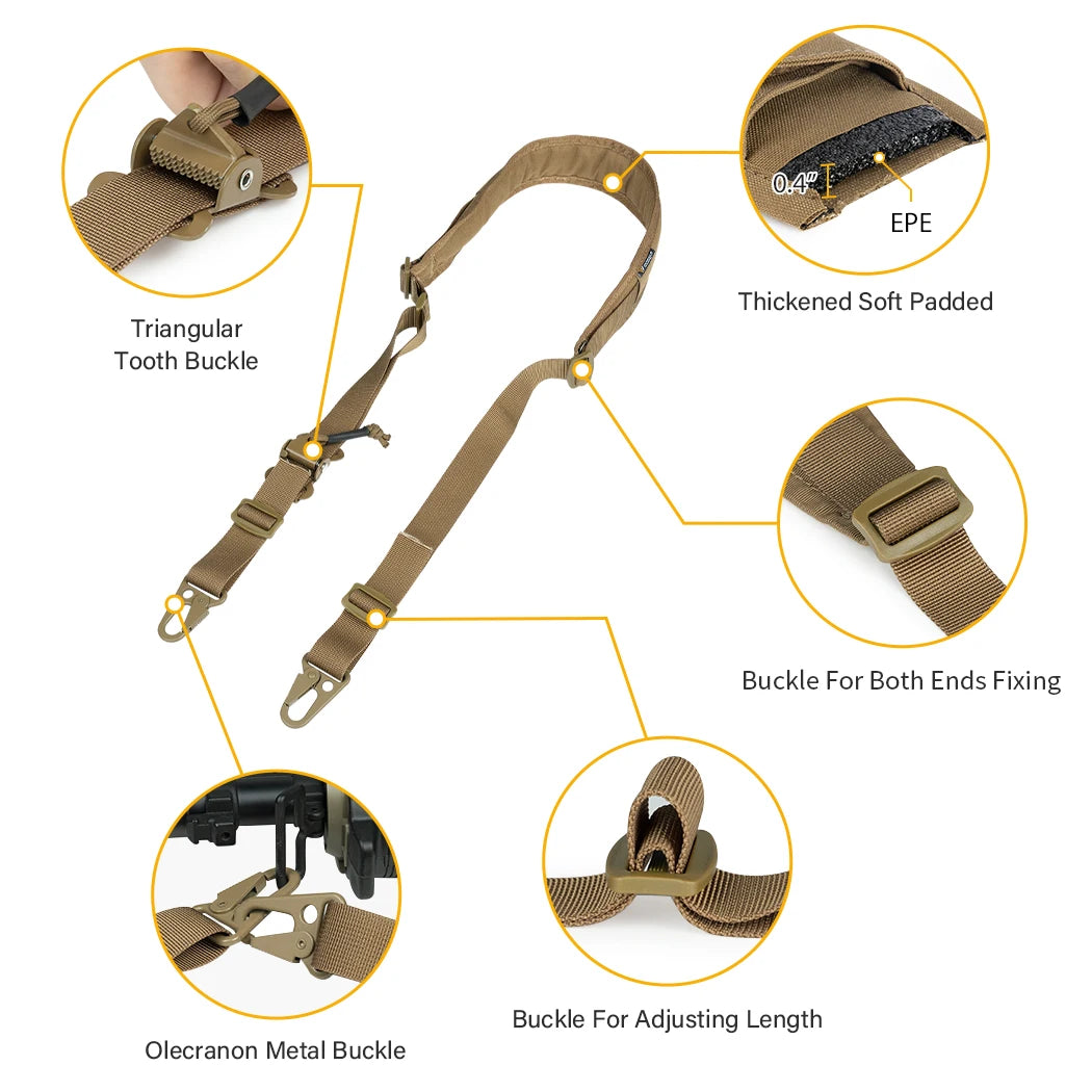 IDOGEAR Tactical R-ifle Sling Slingster 2 Point Hunting Quick Pull Ranger Green 3428