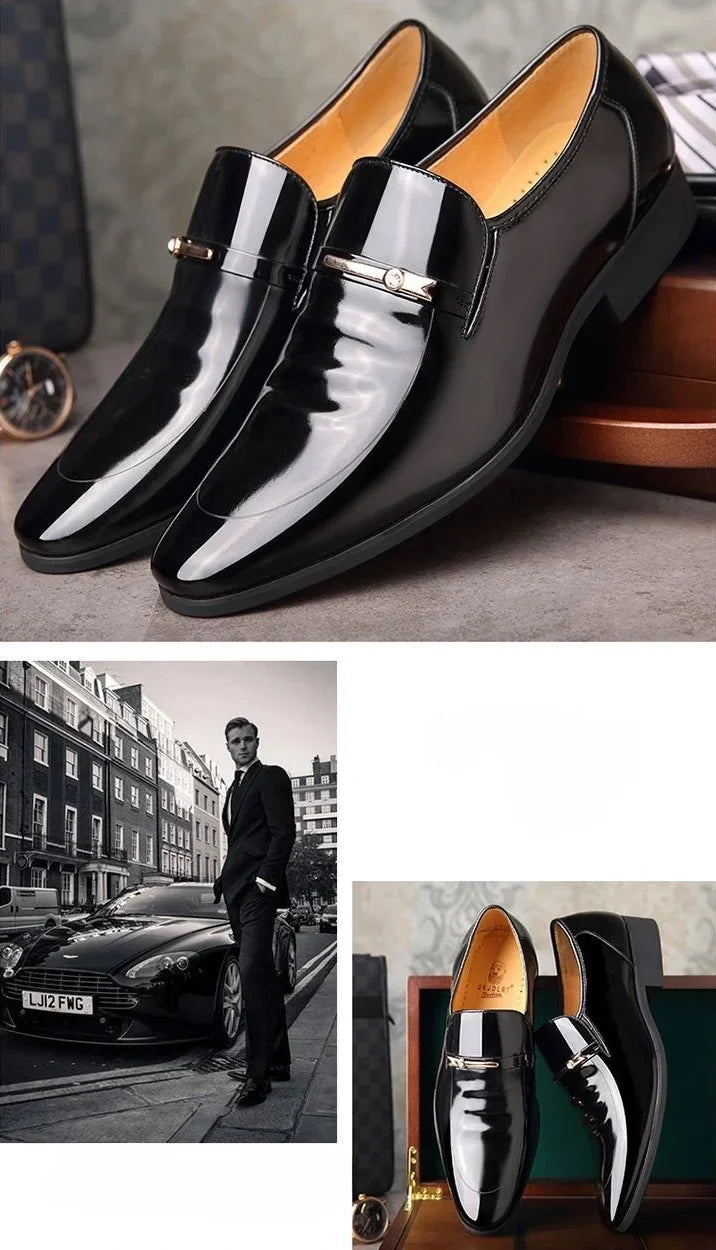 Social Shoe for Men Pointed Toe Office Patent Leather Bright Upper Dress Shoes Man Footwear Low Price Cheap Clearance Legitimate