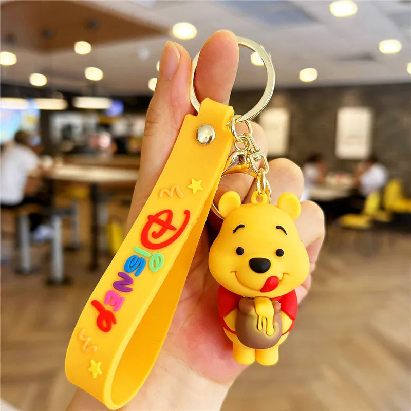 New Cartoon Anime Disney Keychain Mickey Mouse Minnie Lilo & Stitch Doll Keyring Ornament Key Chain Car Pendant Kids Toys Gift
