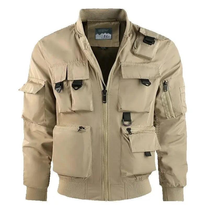 Tactical Jacket Men Autumn and Winter Casual Versatile Trend Outdoor Safari Style Cargo Coat Windproof Campus Clothing