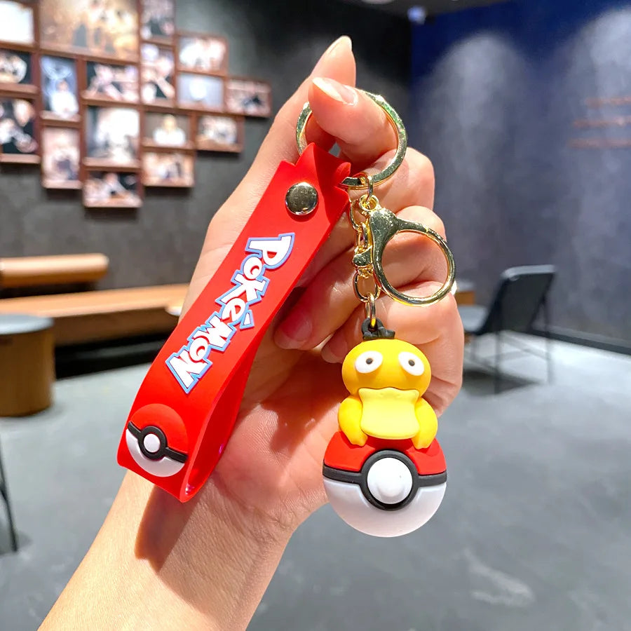 New Pokemon Pikachu Keychain Anime Cartoon Key Chain Charmander Psyduck Fashion Bag Keyring Pendant Accessories Toys Kids Gifts