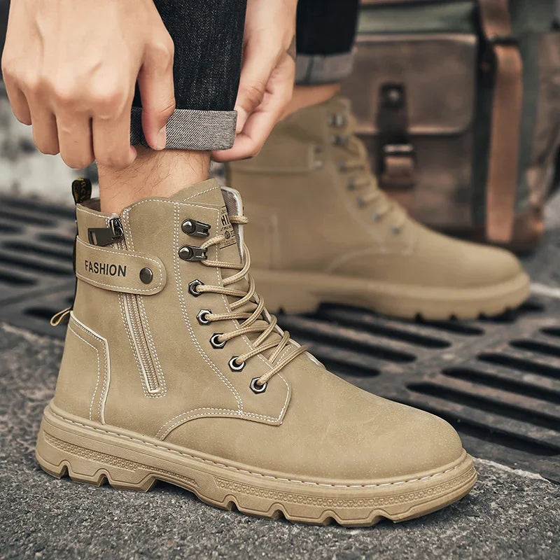 High-top boots, British style, casual and versatile, men's shoes for workwear