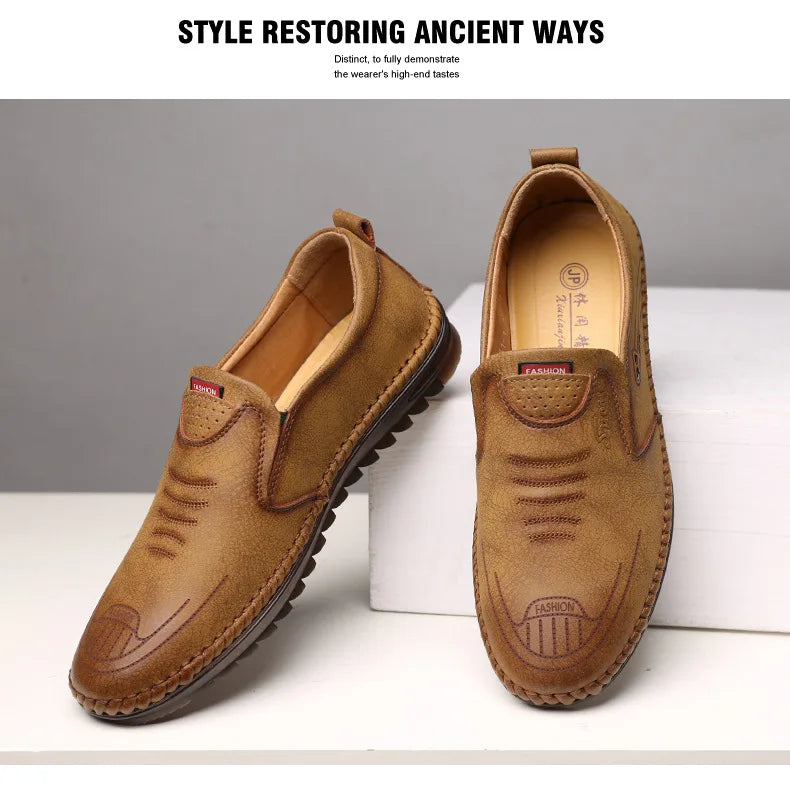 Handmade Leather Shoes Men Casual Sneakers Comfort Design Man Shoe Business Leather Loafers Men Shoes Moccasins Tooling Shoe